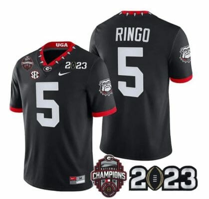 Georgia Bulldogs Kelee Ringo Jersey #5 CFP National Champions Patch 2023 All Stitched Black