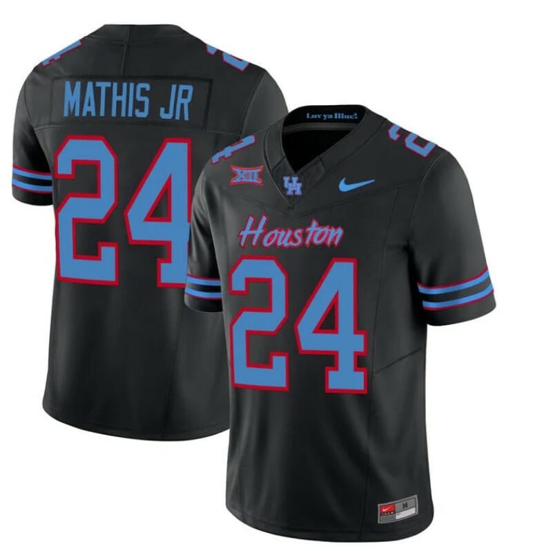 Houston Cougars Oilers Tony Mathis Jr Jersey #24 Inspired Vapor College Football 2023 All Stitched Black
