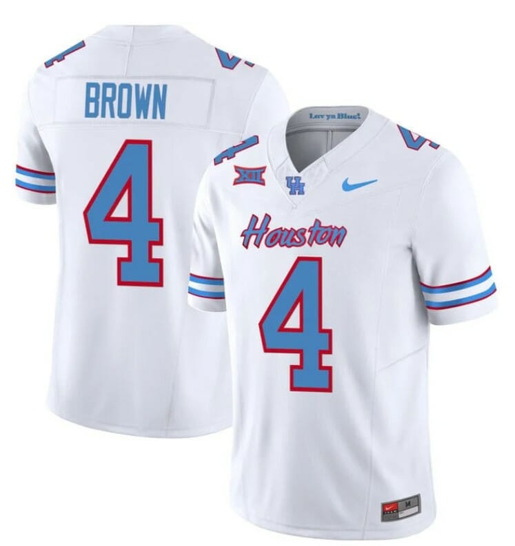 Houston Cougars Oilers Samuel Brown Jersey #4 Inspired Vapor College Football 2023 All Stitched White