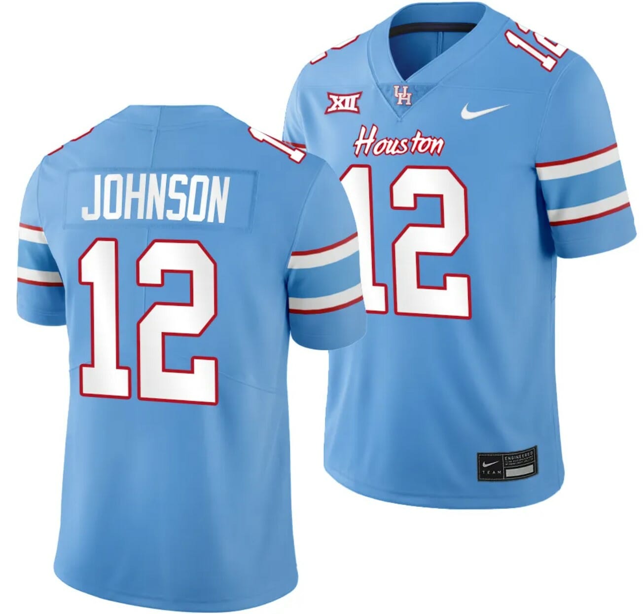 Houston Cougars Oilers Themed #12 Stephon Johnson Jersey NCAA Football Blue