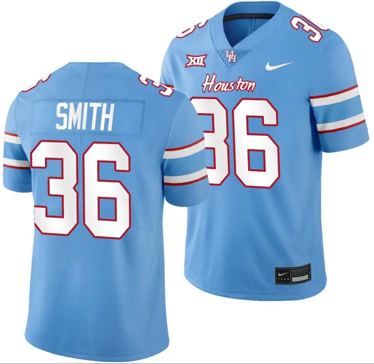 Houston Cougars Oilers Themed #36 Sherman Smith Jersey NCAA Football Blue