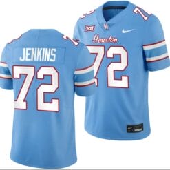 Houston Cougars Oilers Themed #72 Tank Jenkins Jersey NCAA Football Blue