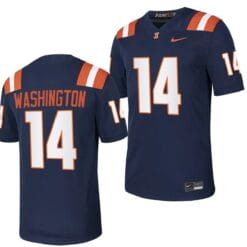 Illinois Fighting Illini Casey Washington Jersey #14 College Football Stitched Navy 2023