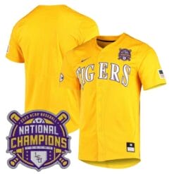 Lsu Tigers Jersey NCAA College Baseball National Champions Stitched Gold