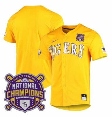 Lsu Tigers Jersey NCAA College Baseball National Champions Stitched Gold