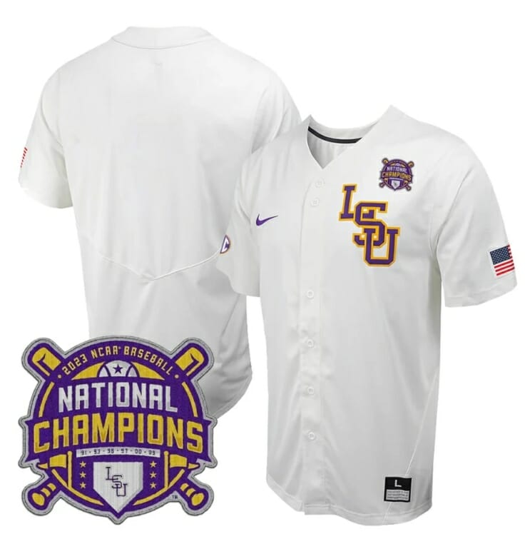 Lsu Tigers Jersey NCAA College Baseball National Champions Stitched White