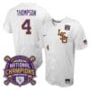 Lsu Tigers Jordan Thompson Jersey #4 National Champions NCAA College Baseball Stitched White