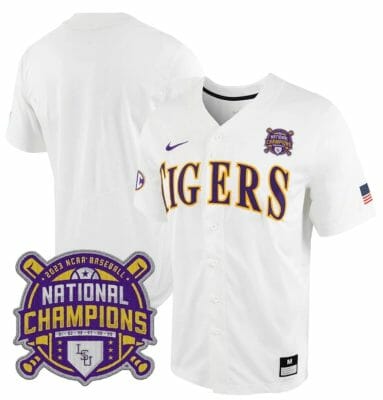 Lsu Tigers Jersey NCAA College Baseball National Champions Stitched White Tigers