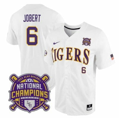 Lsu Tigers Brayden Jobert Jersey #6 National Champions 2023 NCAA College Baseball Stitched White