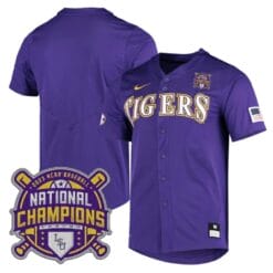 Lsu Tigers Jersey NCAA College Baseball National Champions Stitched Purple