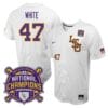 Lsu Tigers Tommy White Jersey #47 National Champions NCAA College Baseball Stitched White