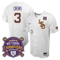 Lsu Tigers Dylan Crews Jersey #3 National Champions NCAA College Baseball Stitched White