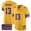 Lsu Tigers Garrett Nussmeier Jersey #13 College Football Let's Geaux Patch Stitched Yellow