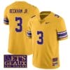 Lsu Tigers Odell Beckham Jr Jersey #3 College Football Let's Geaux Patch Stitched Yellow