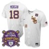 Lsu Tigers Tre Morgan Jersey #18 National Champions NCAA College Baseball Stitched White