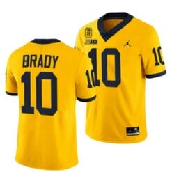 Michigan Wolverines TM 42 Patch Honor Tate Myre #25 Tom Brady Jersey #10 All Stitched Maize
