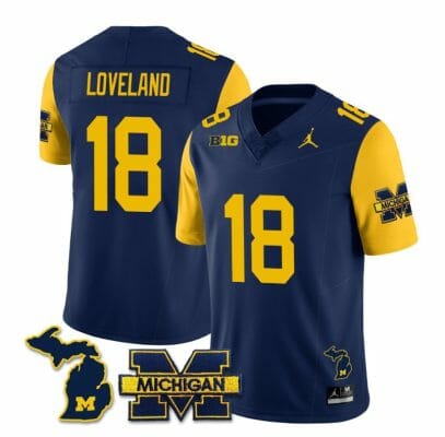 Michigan Wolverines Colston Loveland Jersey #18 Special College Football 2023 Stitched Maize Sleeves
