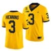 Michigan Wolverines #3 AJ Henning Jersey TM 42 Patch Honor Tate Myre #25 All Stitched Maize