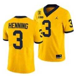 Michigan Wolverines #3 AJ Henning Jersey TM 42 Patch Honor Tate Myre #25 All Stitched Maize