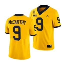 Michigan Wolverines #9 JJ McCarthy Jersey TM 42 Patch Honor Tate Myre #25 All Stitched Maize