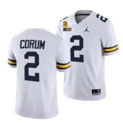 Michigan Wolverines #2 Blake Corum Jersey TM 42 Patch Honor Tate Myre #25 All Stitched White