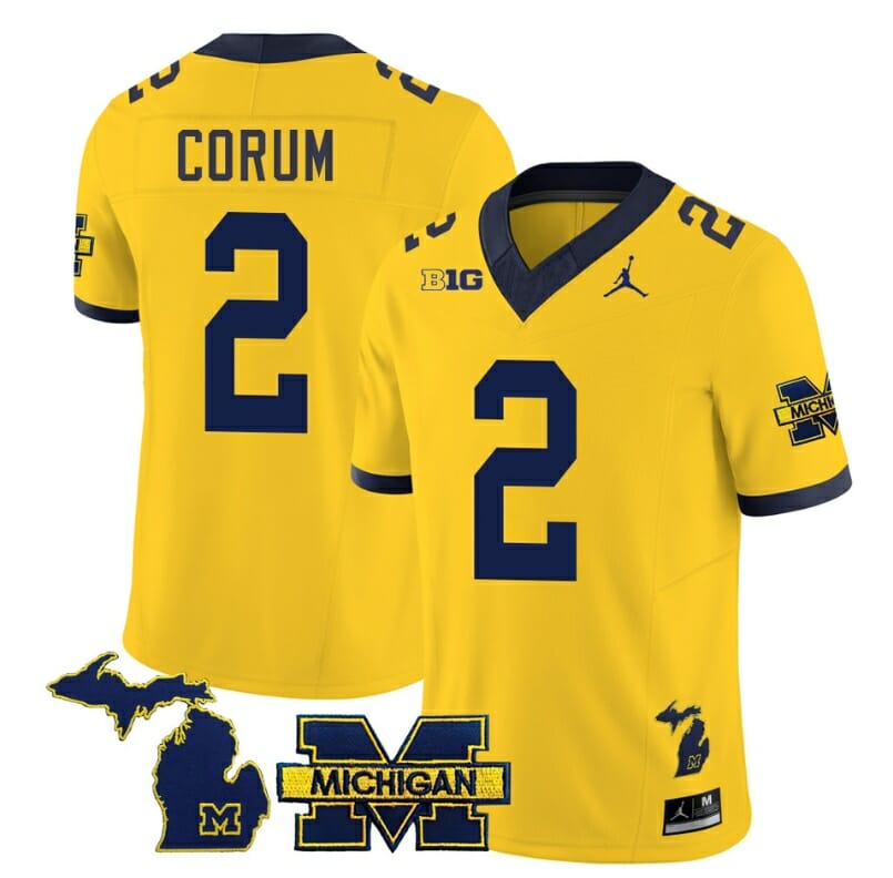 Michigan Wolverines Blake Corum Jersey Special #2 College Football 2023 Stitched Maize