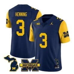 Michigan Wolverines AJ Henning Jersey #3 Special College Football 2023 Stitched Maize Sleeves