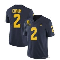 Michigan Wolverines #2 Blake Corum Jersey TM 42 Patch Honor Tate Myre #25 All Stitched Navy