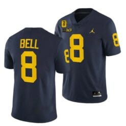 Michigan Wolverines TM 42 Patch Honor Tate Myre #25 Ronnie Bell Jersey #8 All Stitched Navy