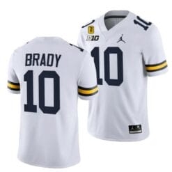 Michigan Wolverines TM 42 Patch Honor Tate Myre #25 Tom Brady Jersey #10 All Stitched White