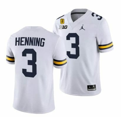 Michigan Wolverines #3 AJ Henning TM 42 Patch Honor Tate Myre #25 Jersey All Stitched White