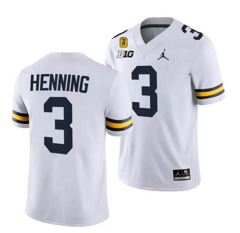 Michigan Wolverines #3 AJ Henning TM 42 Patch Honor Tate Myre #25 Jersey All Stitched White