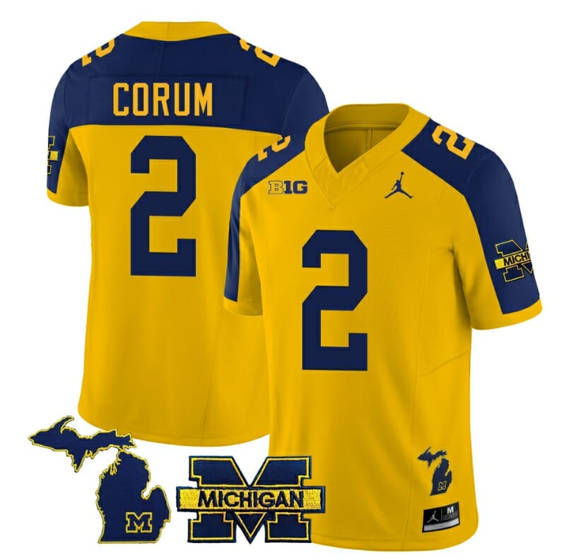 Michigan Wolverines Blake Corum Jersey Special #2 College Football 2023 Stitched Maize Alternate