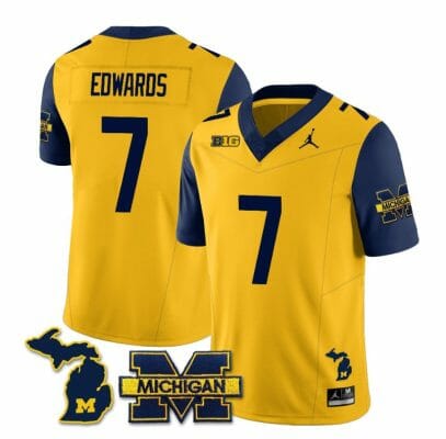 Michigan Wolverines Donovan Edwards Jersey #7 Special College Football 2023 Stitched Navy Sleeves