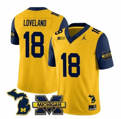 Michigan Wolverines Colston Loveland Jersey #18 Special College Football 2023 Stitched Navy Sleeves