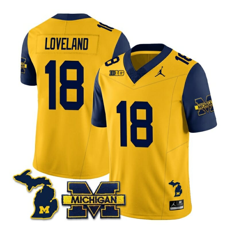 Michigan Wolverines Colston Loveland Jersey #18 Special College Football 2023 Stitched Navy Sleeves