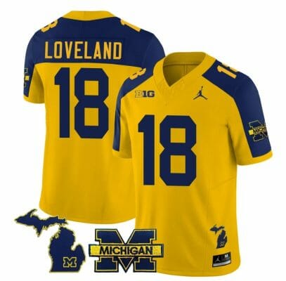 Michigan Wolverines Colston Loveland Jersey #18 Special College Football 2023 Stitched Maize Alternate