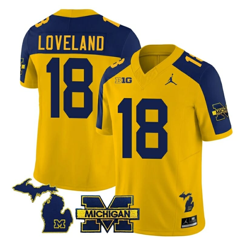 Michigan Wolverines Colston Loveland Jersey #18 Special College Football 2023 Stitched Maize Alternate