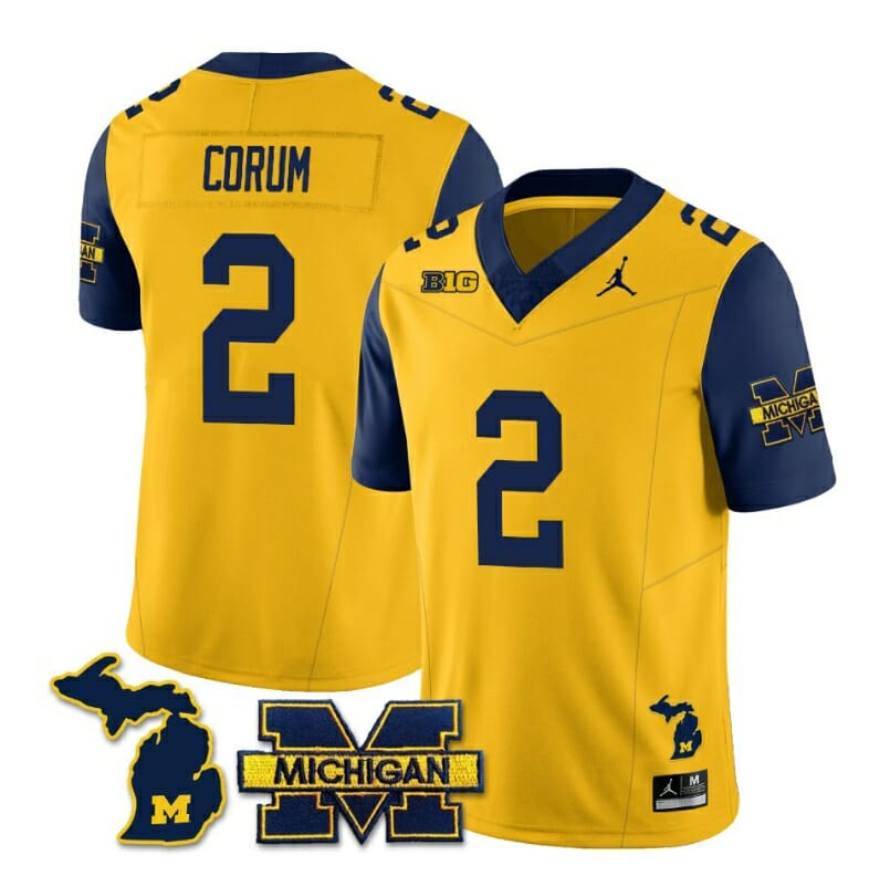 Michigan Wolverines Blake Corum Jersey Special #2 College Football 2023 Stitched Navy Sleeves