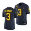 Michigan Wolverines #3 AJ Henning Jersey TM 42 Patch Honor Tate Myre #25 All Stitched Navy