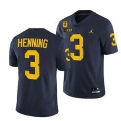 Michigan Wolverines #3 AJ Henning Jersey TM 42 Patch Honor Tate Myre #25 All Stitched Navy