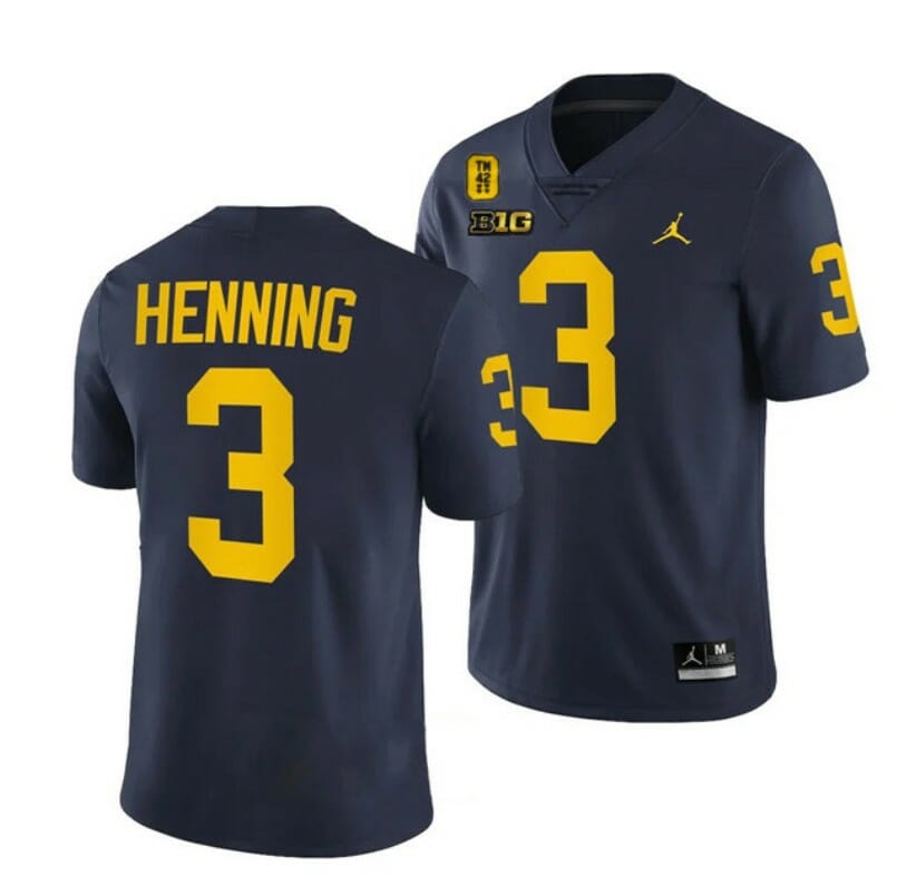 Michigan Wolverines #3 AJ Henning Jersey TM 42 Patch Honor Tate Myre #25 All Stitched Navy