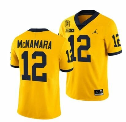 Michigan Wolverines #12 Cade McNamara Jersey TM 42 Patch Honor Tate Myre #25 All Stitched Maize