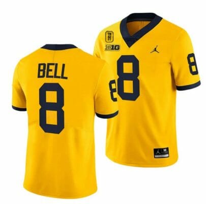 Michigan Wolverines TM 42 Patch Honor Tate Myre #25 Ronnie Bell Jersey #8 All Stitched Maize