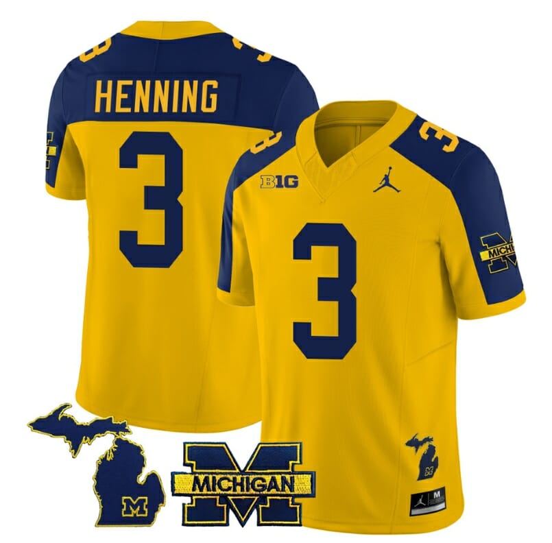 Michigan Wolverines AJ Henning Jersey #3 Special College Football 2023 Stitched Maize Alternate