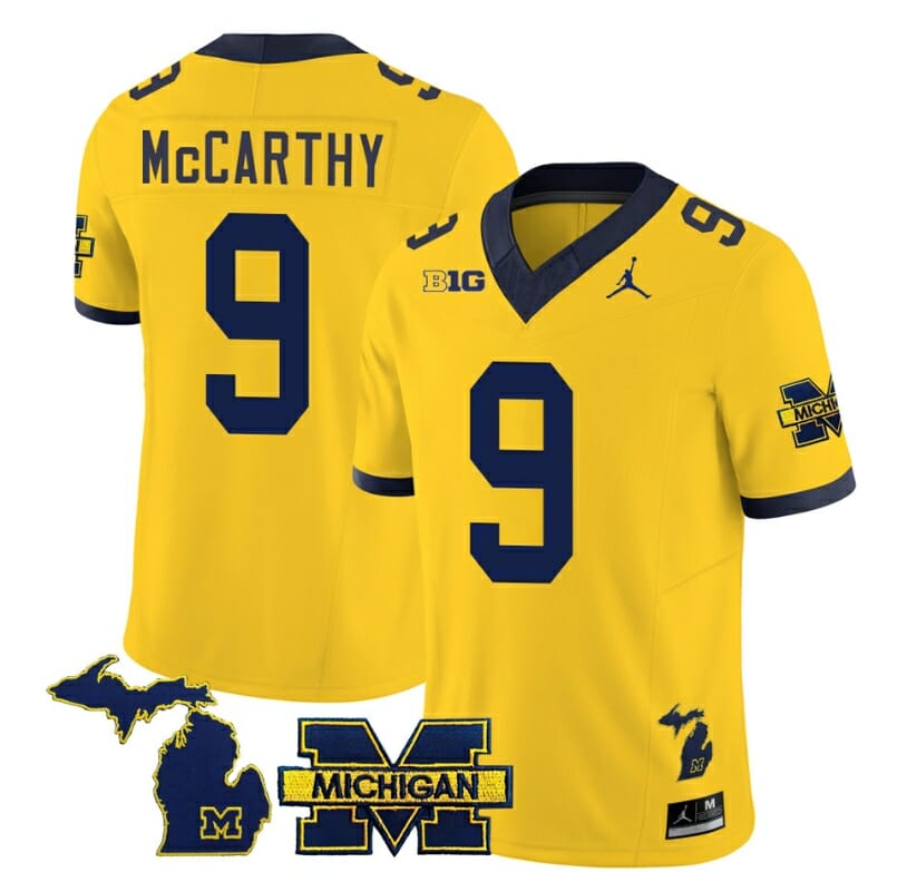Michigan Wolverines JJ McCarthy Jersey Special #9 College Football 2023 Stitched Maize