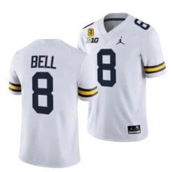 Michigan Wolverines TM 42 Patch Honor Tate Myre #25 Ronnie Bell Jersey #8 All Stitched White