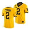 Michigan Wolverines #2 Blake Corum Jersey TM 42 Patch Honor Tate Myre #25 All Stitched Maize