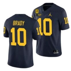Michigan Wolverines TM 42 Patch Honor Tate Myre #25 Tom Brady Jersey #10 All Stitched Navy