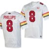 Maryland Terrapins Jordan Phillips Jersey #8 College Football Game Throwback 2023 White